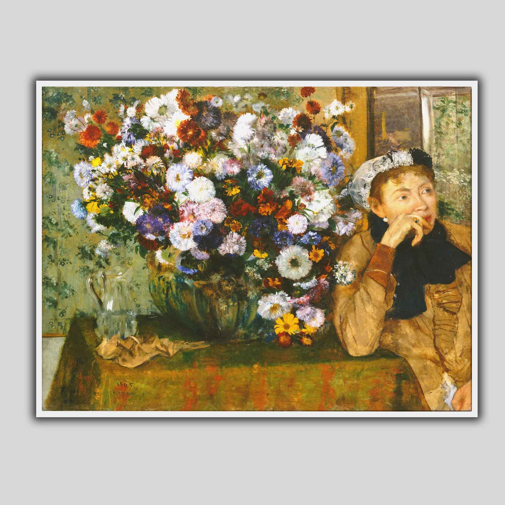 Donna con crisantemi