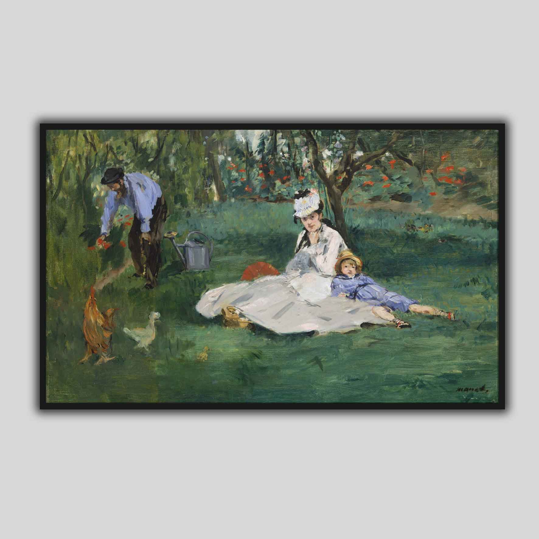 La famille Monet dans leur jardin à Argenteuil