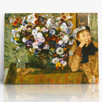 Woman with chrysanthemums