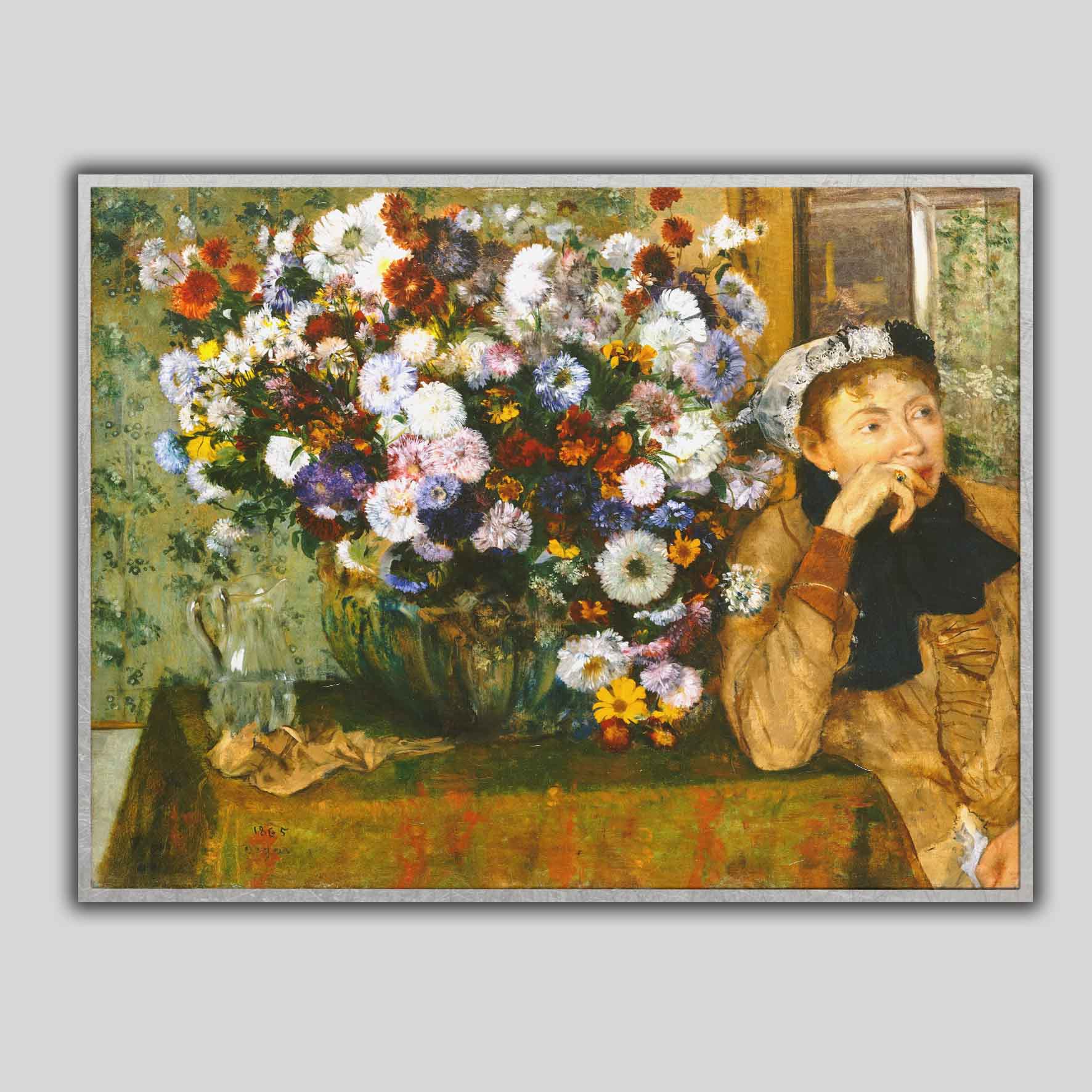 Donna con crisantemi