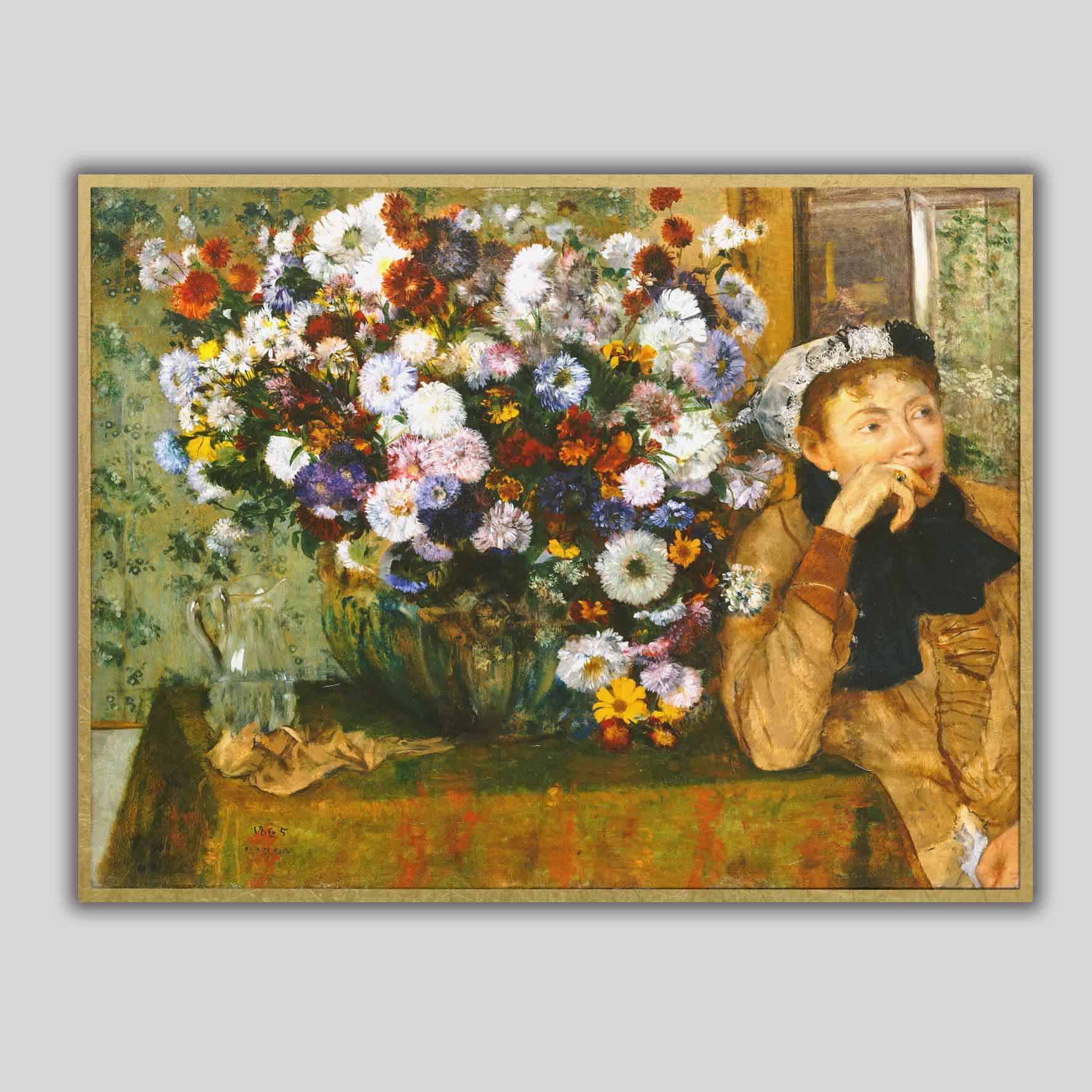 Donna con crisantemi