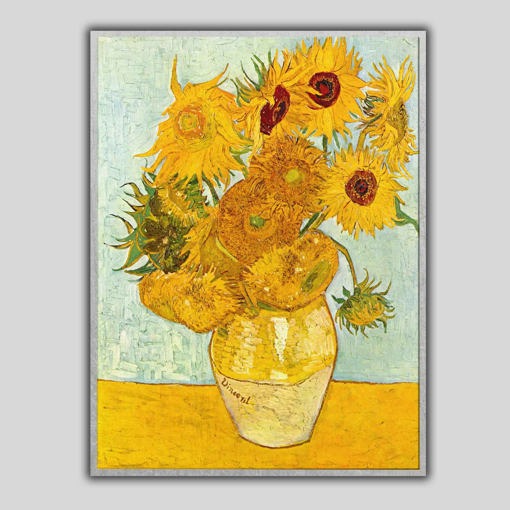 Vaso con dodici girasoli