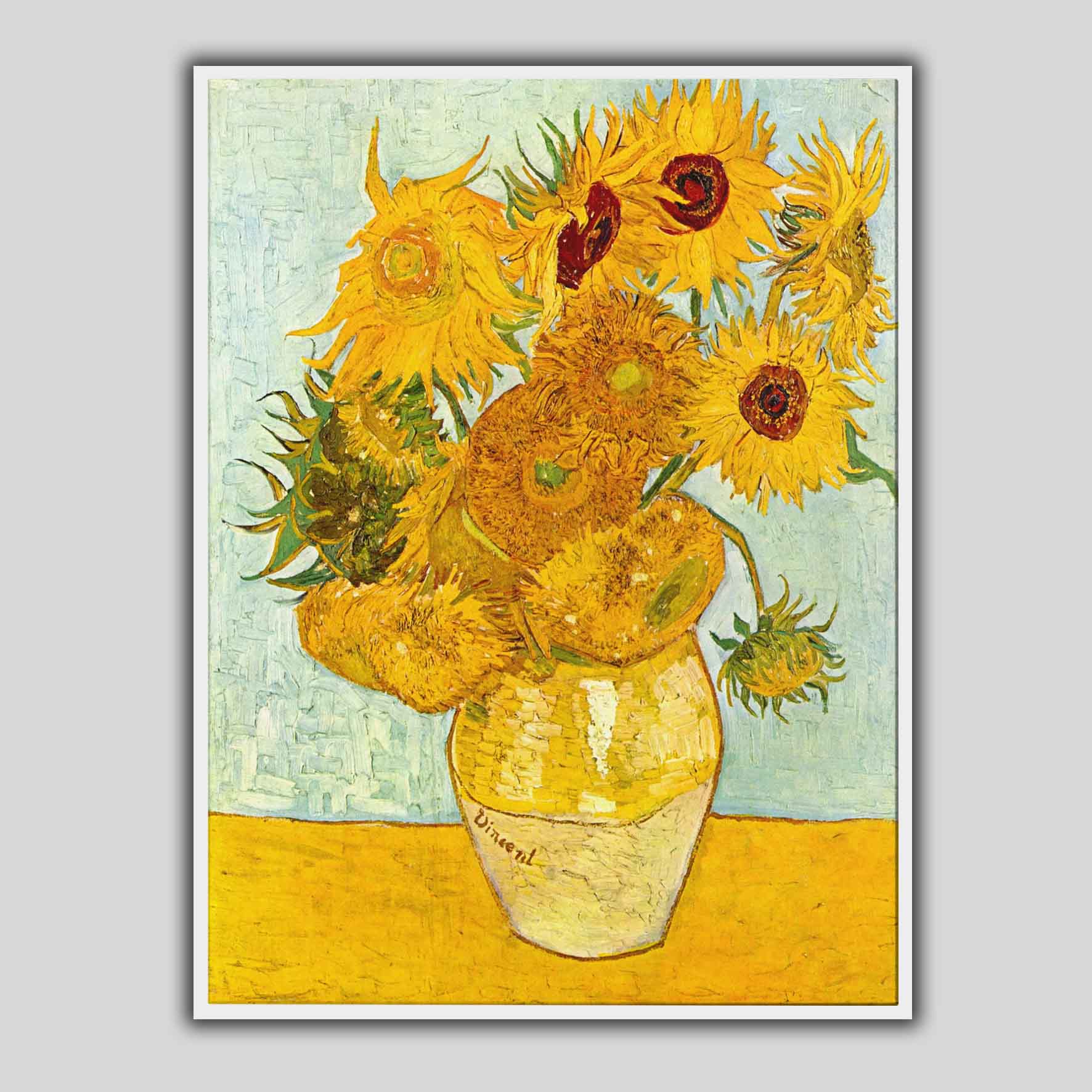 Vaso con dodici girasoli