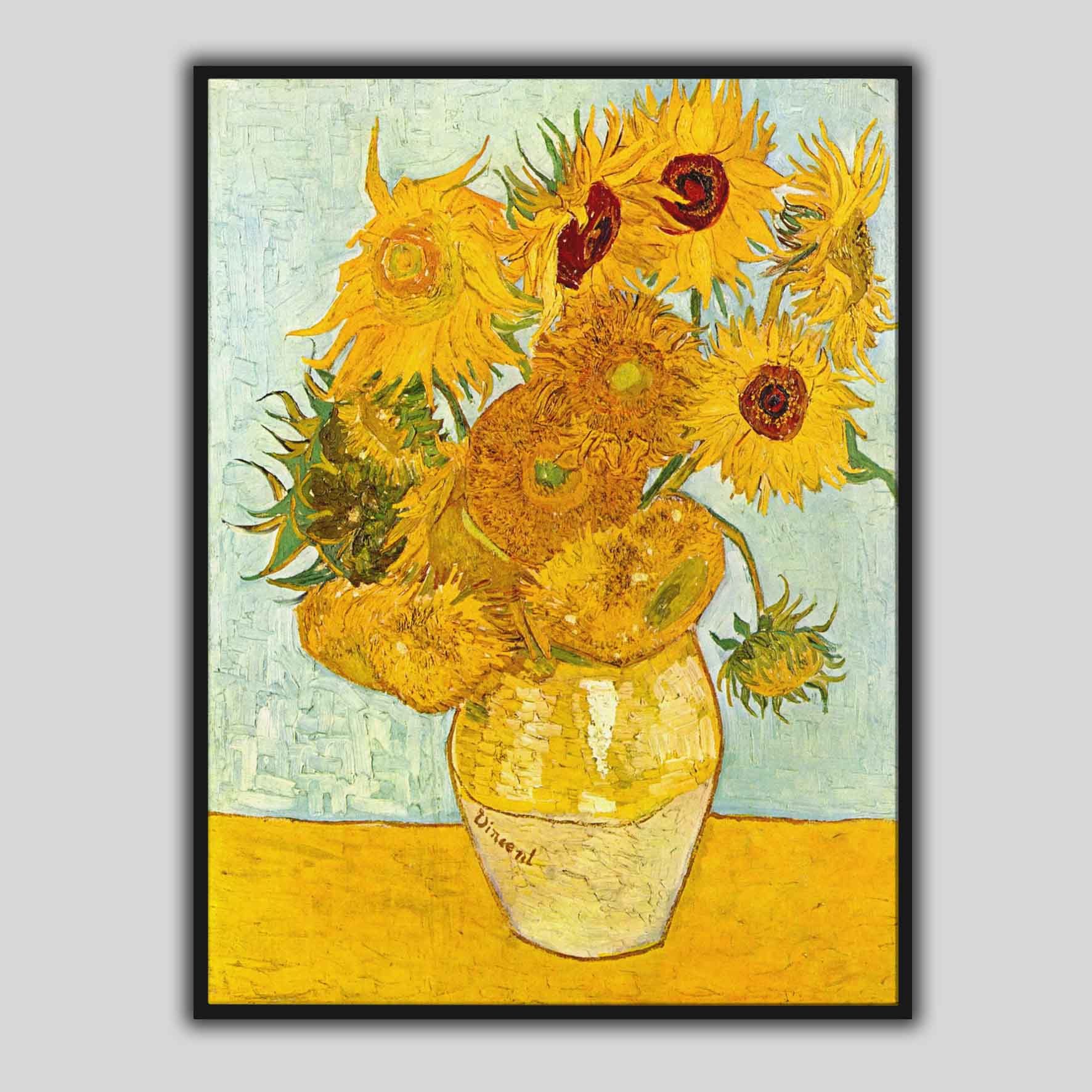 Vaso con dodici girasoli