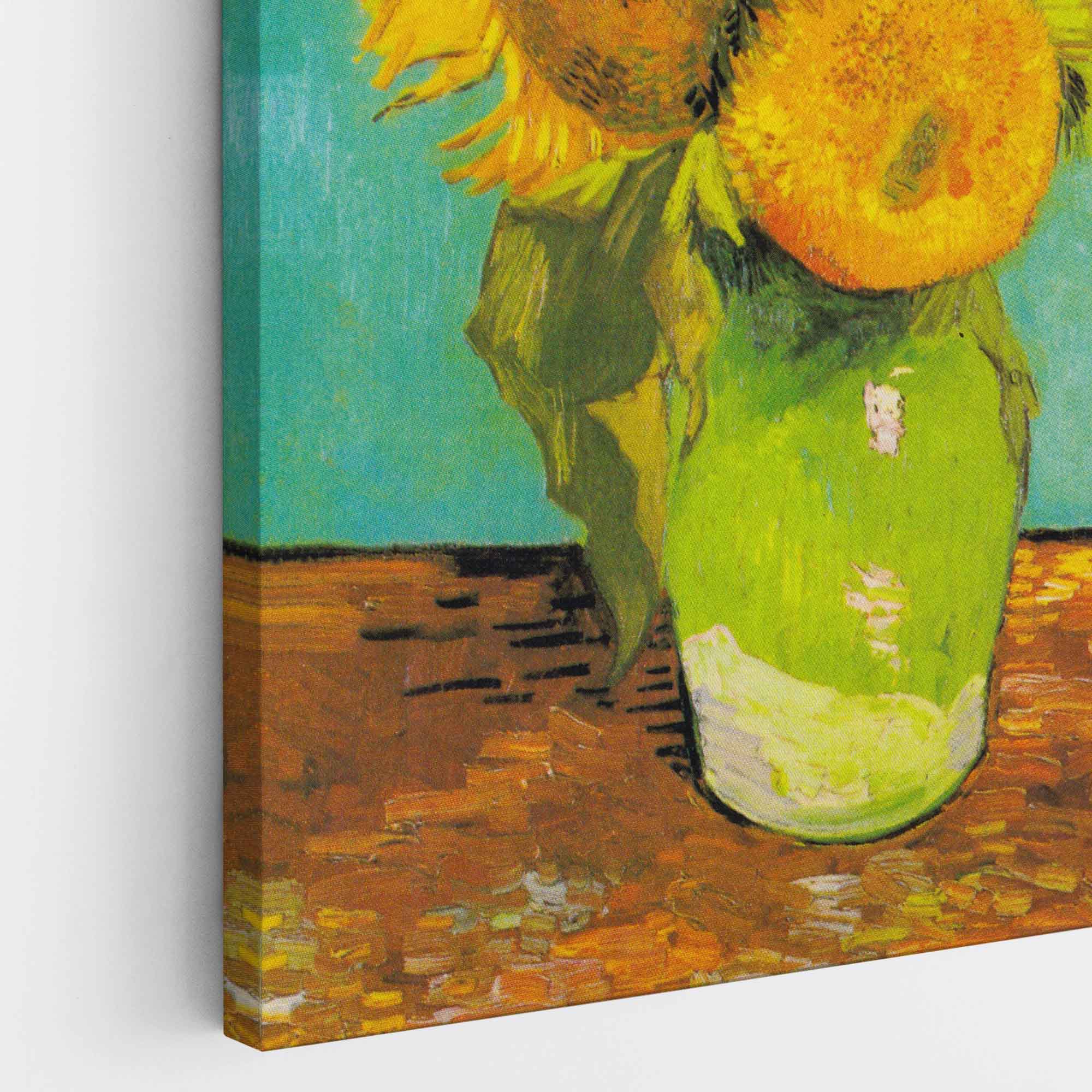 Vase with three sunflowers