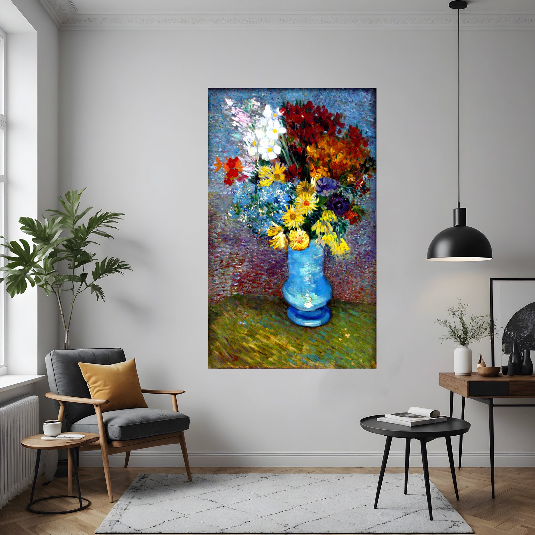 Fiori in vaso blu